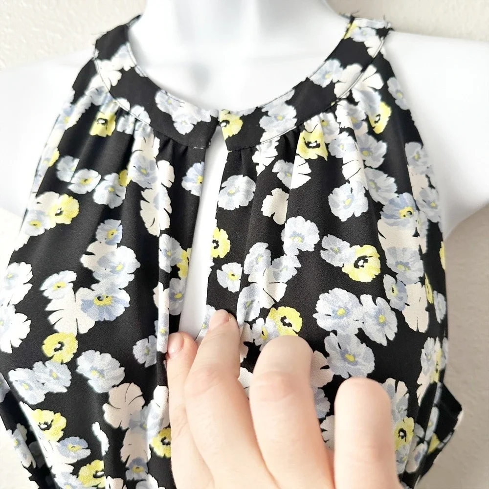 Ann Taylor Sleeveless Floral Self Tie Belt Halter Jumpsuit Women's Size 14
